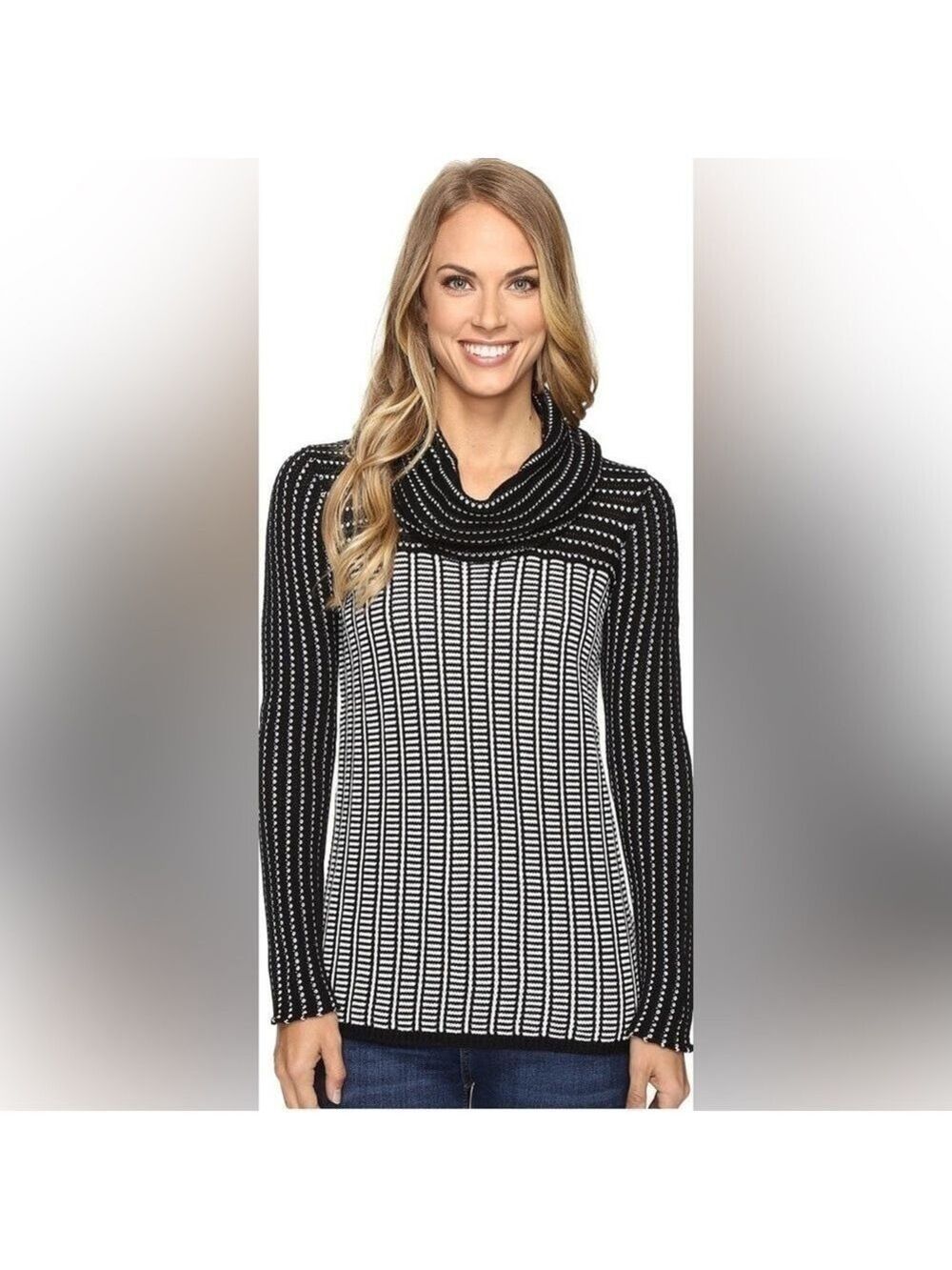 Calvin Klein Jeans Women's Colorblocked Cowlneck Long Sleeve Sweater Size Small